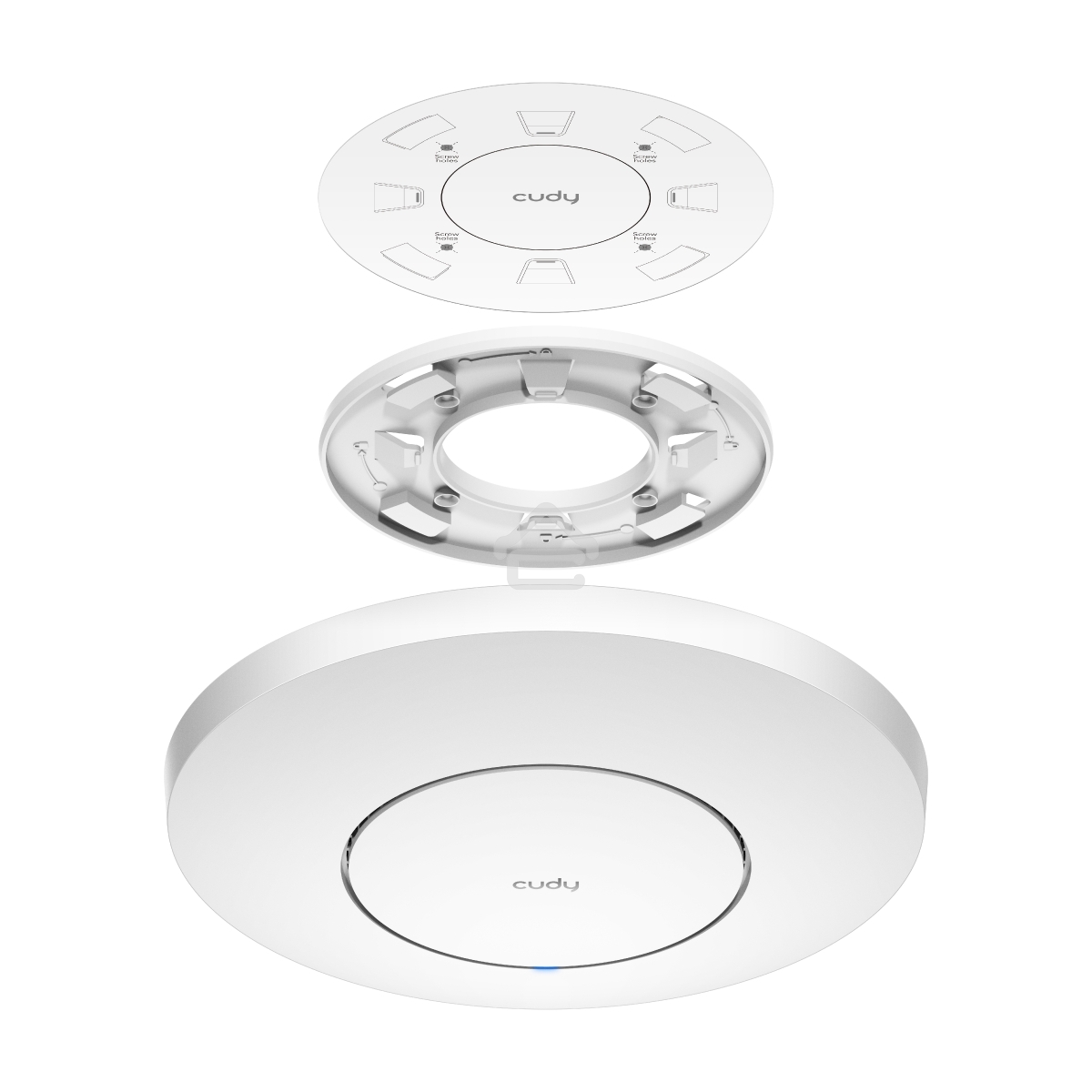 Точка доступа CUDY AC1200 Dual Band Gigabit Ceiling Mount Access Point, MT7621DAN+MT7613B+MT7603E, 867Mbps at 5GHz + 300Mbps at 2.4GHz, 1 x GbE RJ45 Port, Support 12V DC or 802.3af PoE or Passive PoE, Internal Antennas, 48V passive PoE adapter included, C