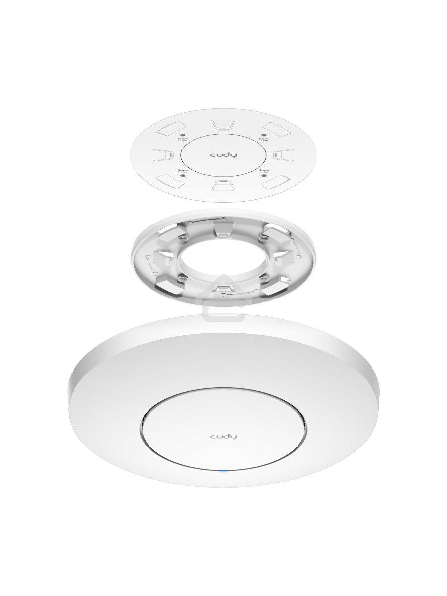Точка доступа CUDY AC1200 Dual Band Gigabit Ceiling Mount Access Point, MT7621DAN+MT7613B+MT7603E, 867Mbps at 5GHz + 300Mbps at 2.4GHz, 1 x GbE RJ45 Port, Support 12V DC or 802.3af PoE or Passive PoE, Internal Antennas, 48V passive PoE adapter included, C