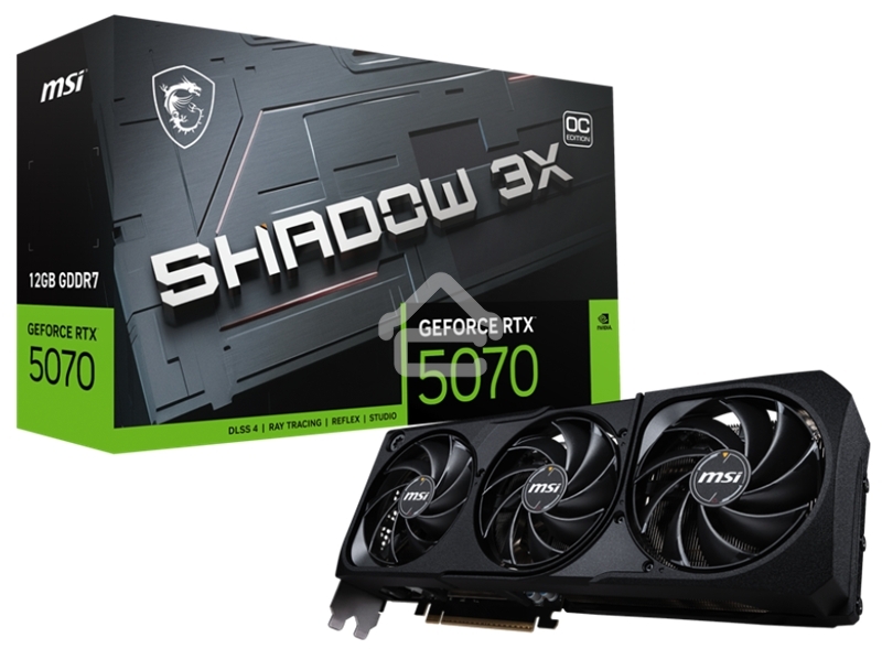 Видеокарта MSI PCI-E RTX 5070 12G SHADOW 3X OC NVIDIA GeForce RTX 5070 12Gb 192bit GDDR7 2542/28000 HDMIx1 DPx3 HDCP Ret