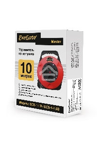 Удлинитель на катушке ExeGate EX286336RUS Master ECS-1-1B (4 евророзетки с заземлением, 10м, защита от детей, защита от перегрузки, 3х1,0мм2, 10А/2.2кВт)