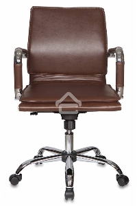 Кресло руководителя Бюрократ CH-993-Low/Brown коричневый, низкая спинка, искусственная кожа, крестовина хромированная