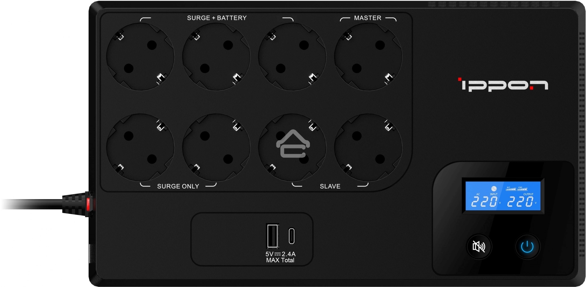 Источник бесперебойного питания Ippon Kirpich 1050 600Вт 1050ВА черный