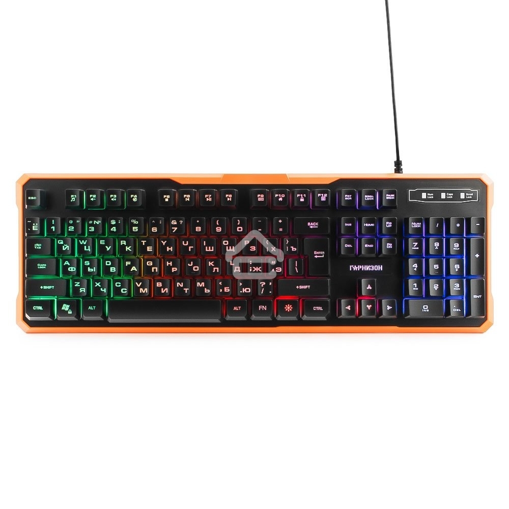 Клавиатура проводная игровая Гарнизон GK-320G черный USB, подсветка, код 
