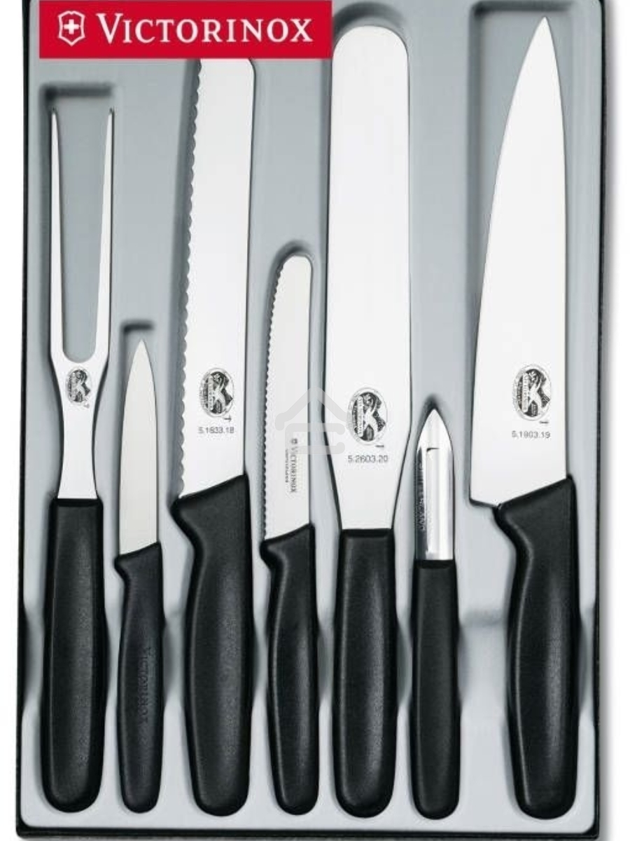 Набор ножей кухон. Victorinox Standart (5.1103.7) компл.:4шт вилка черный подар.коробка