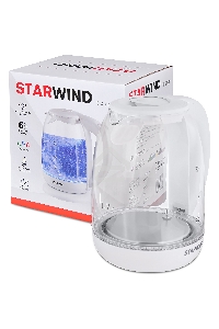 Чайник электрический Starwind SKG4215 1.7л. 2200Вт белый (корпус: стекло)