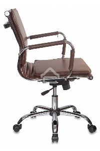 Кресло руководителя Бюрократ CH-993-Low/Brown коричневый, низкая спинка, искусственная кожа, крестовина хромированная