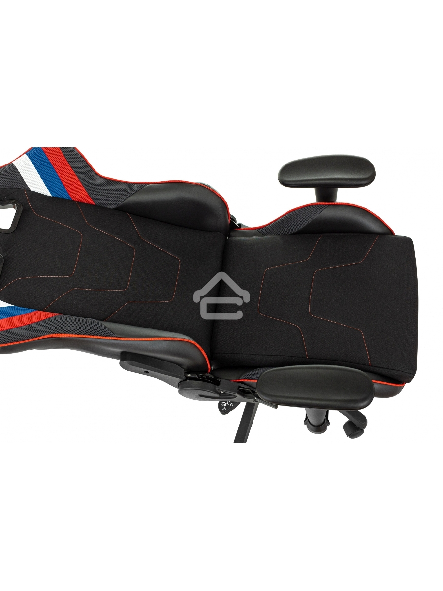Кресло игровое Бюрократ VIKING 4 AERO RUS белый/синий/красный/черный, искусст. кожа/ткань, две подушки
