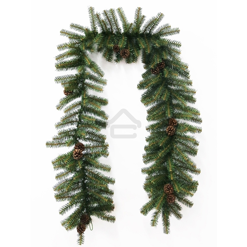 Еловый шлейф Neon-night 2,7 м с шишками, объем 36 см