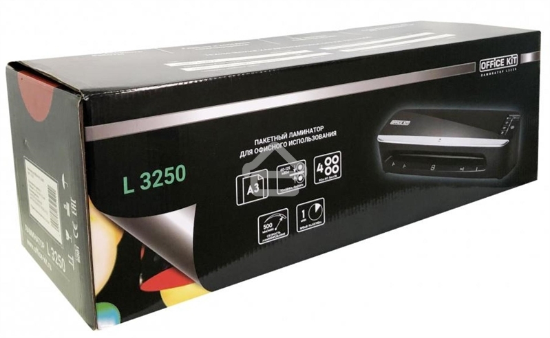 Ламинатор Office Kit L3250 черный A3 (60-125мкм) 50см/мин (4вал.) хол.лам. лам.фото реверс