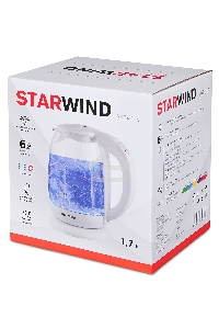 Чайник электрический Starwind SKG4215 1.7л. 2200Вт белый (корпус: стекло)