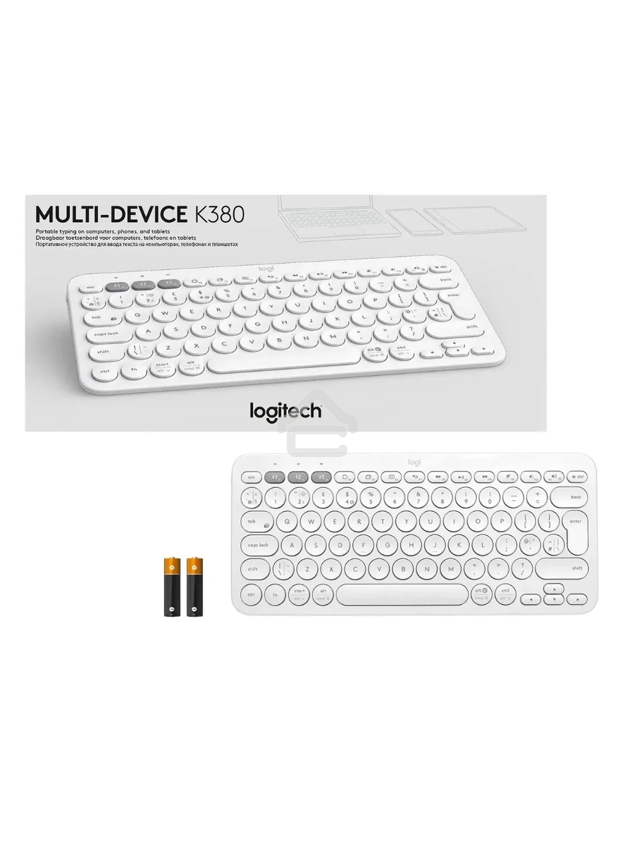 Клавиатура Logitech K380 беспроводная, Bluetooth, белый