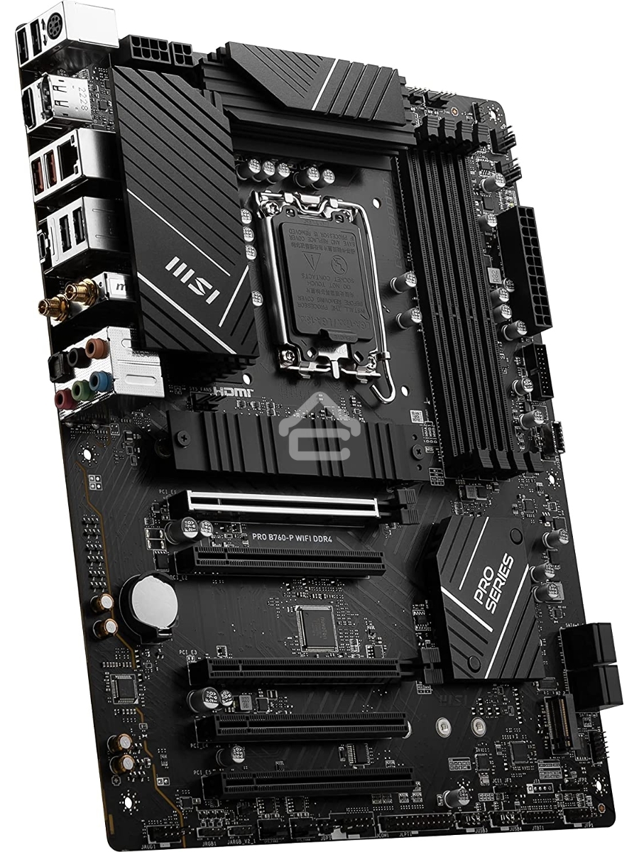 Материнская плата MSI PRO B760-P WIFI DDR4, LGA 1700, Intel B760, 4xDDR4, 4xSATA, 2xM.2, 1xPCIe 4.0 x16, 1xPCIe 4.0 x4, 3xPCIe 3.0 x1, 1xHDMI, 1xDP, 1xRJ45 2.5Gb, Wi-Fi 6E, Bluetooth 5.3, 1xUSB-C 3.2 Gen 2, 2xUSB-A 3.2 Gen 2, 4xUSB-A 2.0, 5x3.5мм, TOSLINK