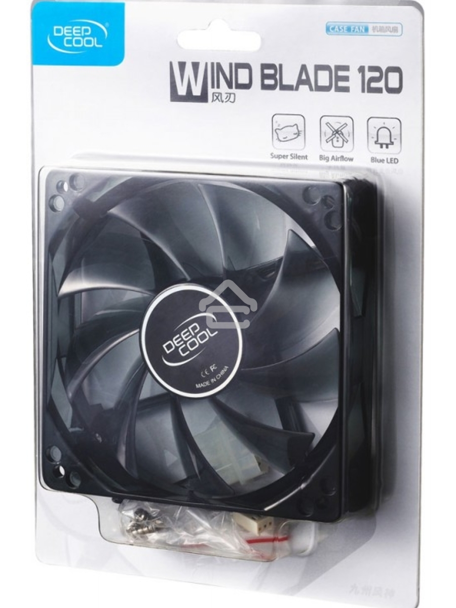 Вентилятор для корпуса DEEPCOOL WIND BLADE 120 черный, 120 мм, 1300 об/мин, 26.6 дБ, 3 pin