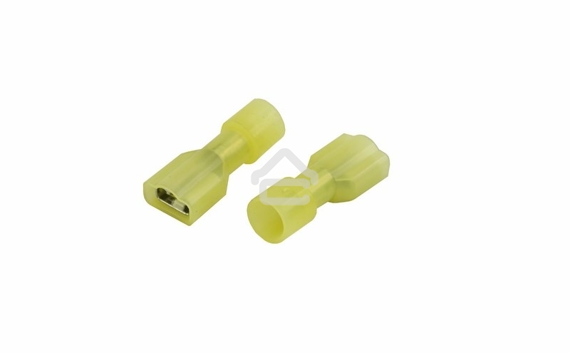 Клемма плоская полностью изолированная Rexant, гнездо 6.6 мм, в нейлоне 4-6 мм², (РПи-м(н) 6.0-(6.3)), желтый