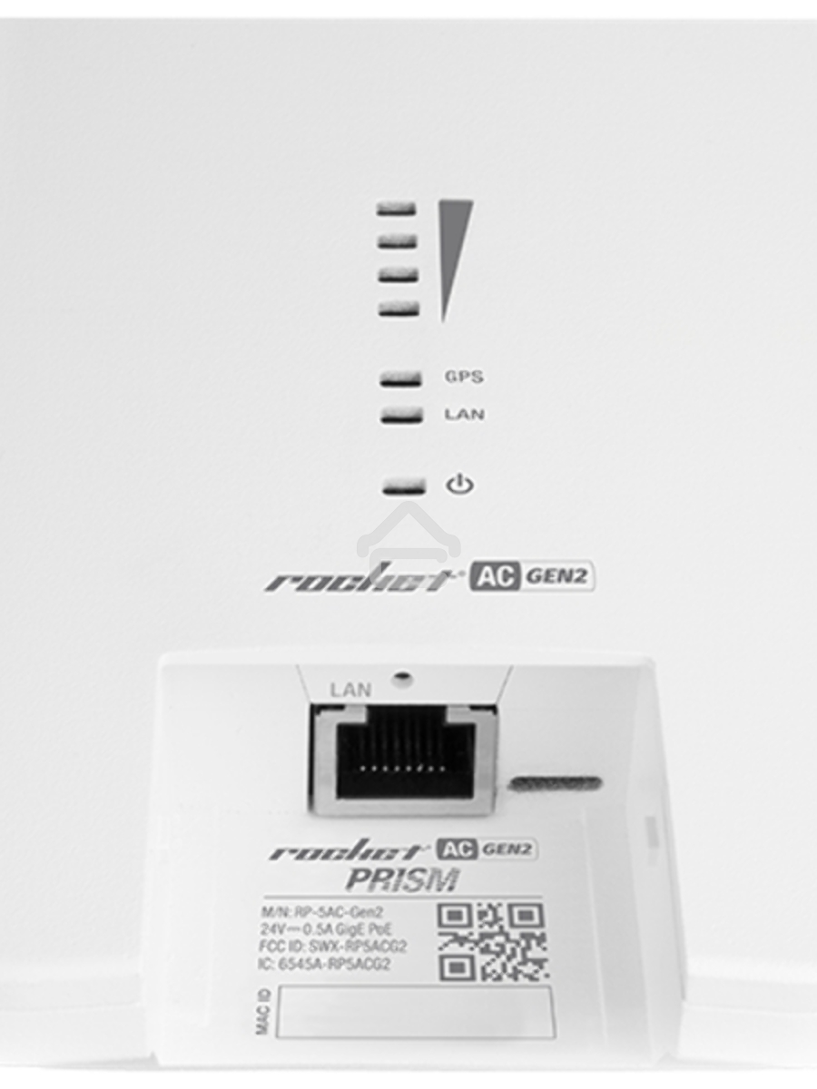 Точка доступа UBIQUITI RP-5AC-Gen2 Rocket 5AC PRISM Gen 2 Радиоустройство 5 ГГц, PtMP/PtP, airMAX ac, 2x RP-SMA, фильтры airPrism, GPS Sync