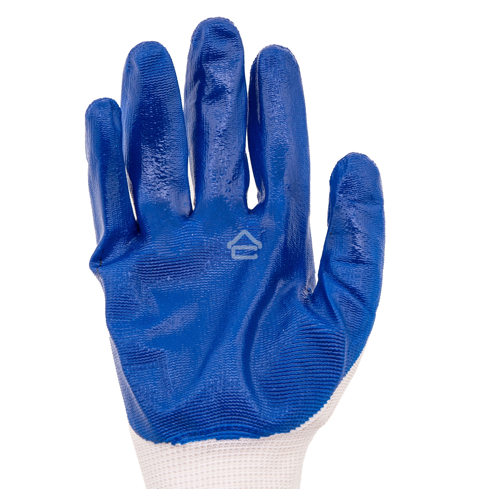 Перчатки полиэфирные Сибртех с синим нитрильным покрытием, размер L, 15 класс вязки