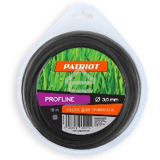 Леска для триммеров PATRIOT Profline D 3,0мм L 15мскрученный квадрат, черный 300-15-5