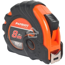 Рулетка PATRIOT MTP-8, ударопрочный корпус, обрезиненная, 8м