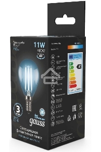 Лампа филам. Gauss Filament 11Вт цок.:E14 шар 220B 4100K св.свеч.бел.ней. (упак.:10шт) (105801211)