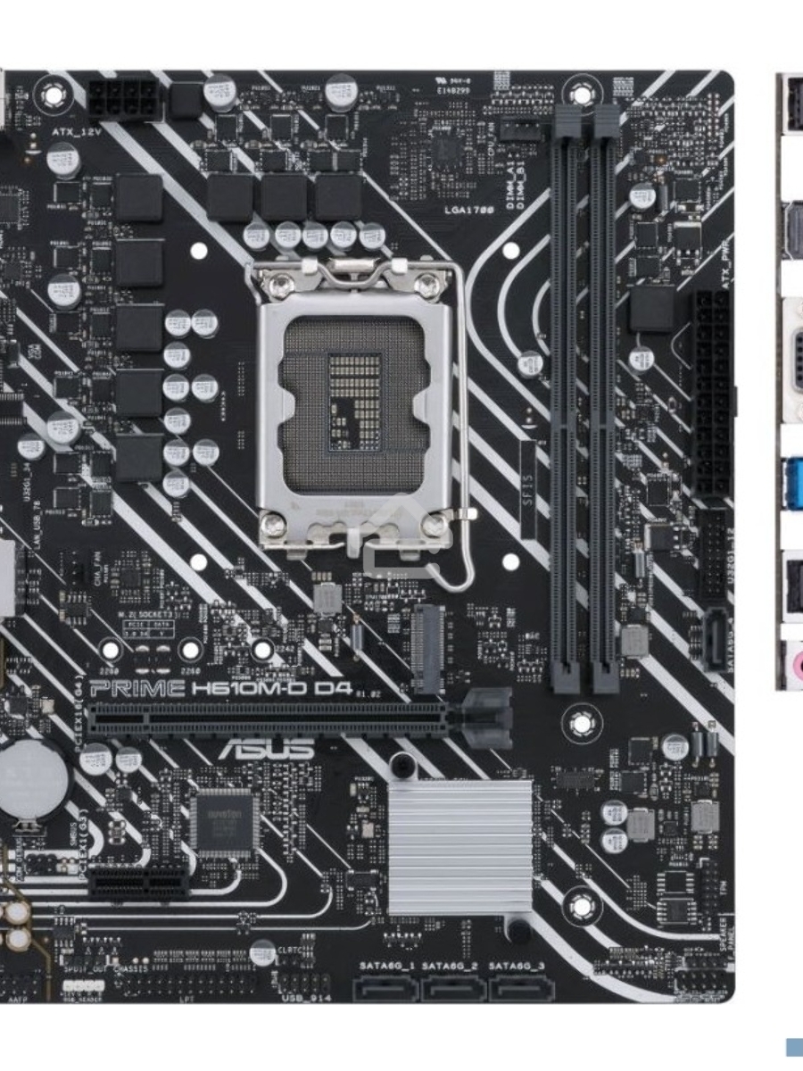 Материнская плата ASUS PRIME H610M-D D4, LGA 1700, Intel H610, 2xDDR4, 4xSATA, 1xM.2, 1xPCIe 4.0 x16, 1xPCI, 1xHDMI, 1xVGA, 1x 1Gb LAN, 2xUSB-A 2.0, 2xUSB-A 3.2 Gen 1, 3x3.5 мм, 7.1, mATX