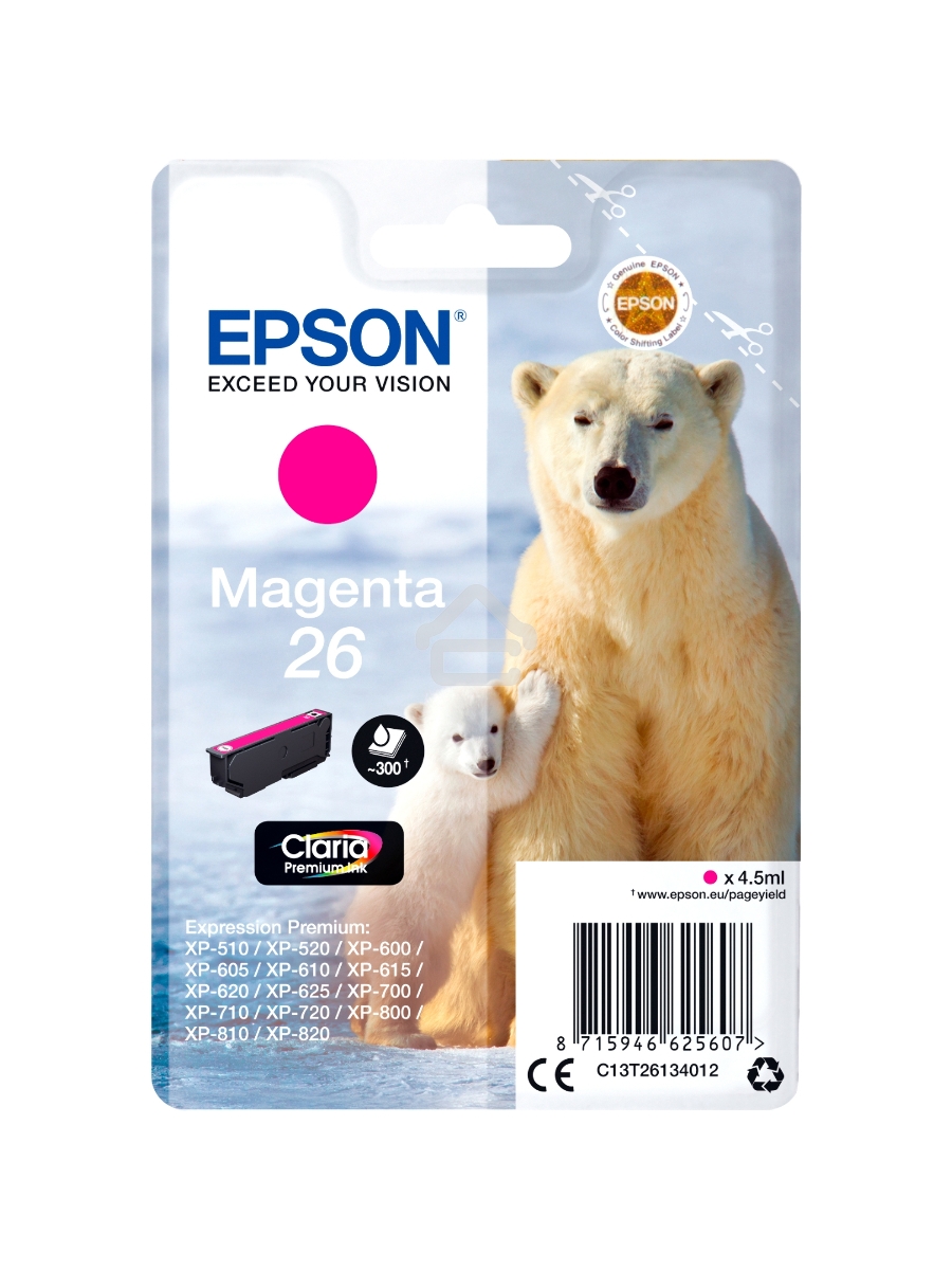 Картридж струйный Epson (C13T26134012/C13T26134010) пурпурный для Epson XP-70(300стр.)
