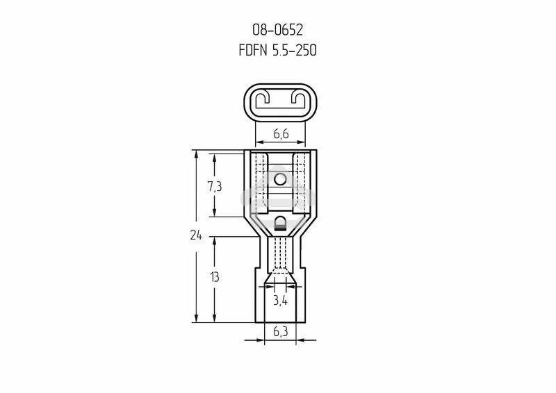 Клемма плоская Rexant полностью изолированная, гнездо 6.6 мм, в нейлоне 4-6 мм², (РПи-м(н) 6.0-(6.3)), желтый