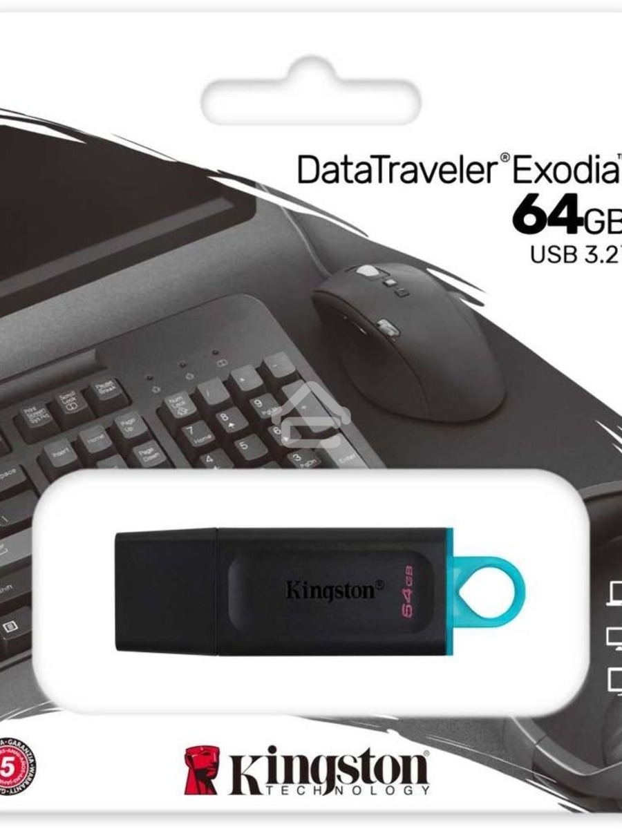 Флеш диск Kingston 64GB USB3.2 Gen 1 DataTraveler Exodia (Black + Teal)