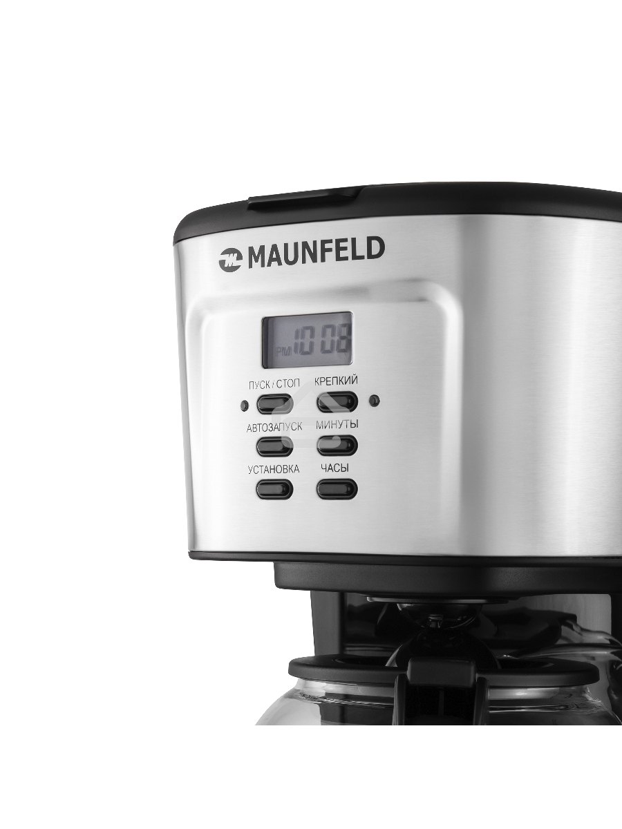 Кофеварка капельная Maunfeld MF-722S серебристый/черный, исп. кофе - молотый, 1.5 л, 900 Вт.