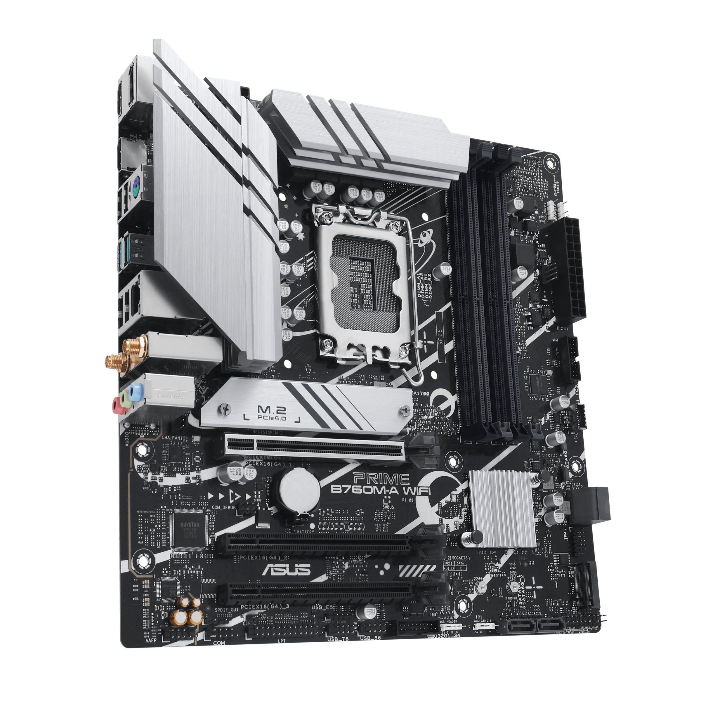 Материнская плата ASUS PRIME B760M-A WIFI, LGA 1700, Intel B760, 4xDDR5, 4xSATA, 2xM.2, 1xPCIe 4.0 x16, 1xPCIe 4.0 x4, 1xPCIe 4.0 x1, 2xHDMI, 1xDP, 1x 2.5Gb LAN, 2xUSB-A 3.2 Gen 2, 4xUSB-A 2.0, 3x3.5 мм, 7.1, mATX