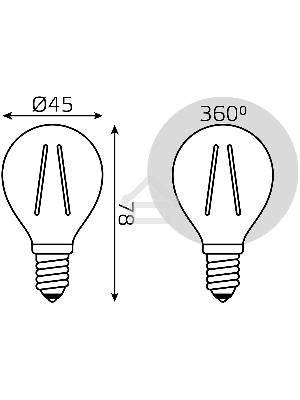 Лампа филам. Gauss Filament 11Вт цок.:E14 шар 220B 4100K св.свеч.бел.ней. (упак.:10шт) (105801211)