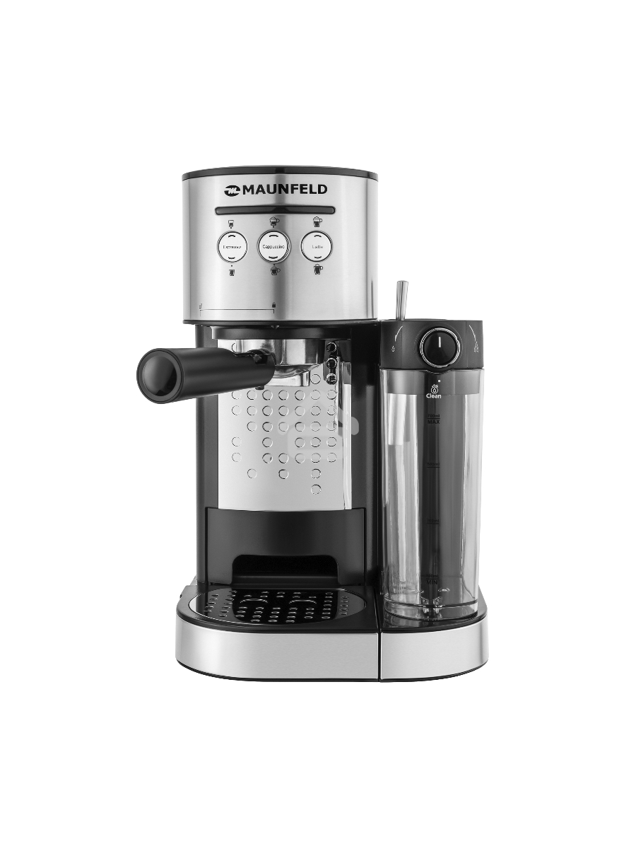 Кофеварка рожковая Maunfeld MF-720S PRO нержавеющая сталь, исп. кофе - молотый/чалды, 1.2 л, 1470 Вт, 15 Бар.
