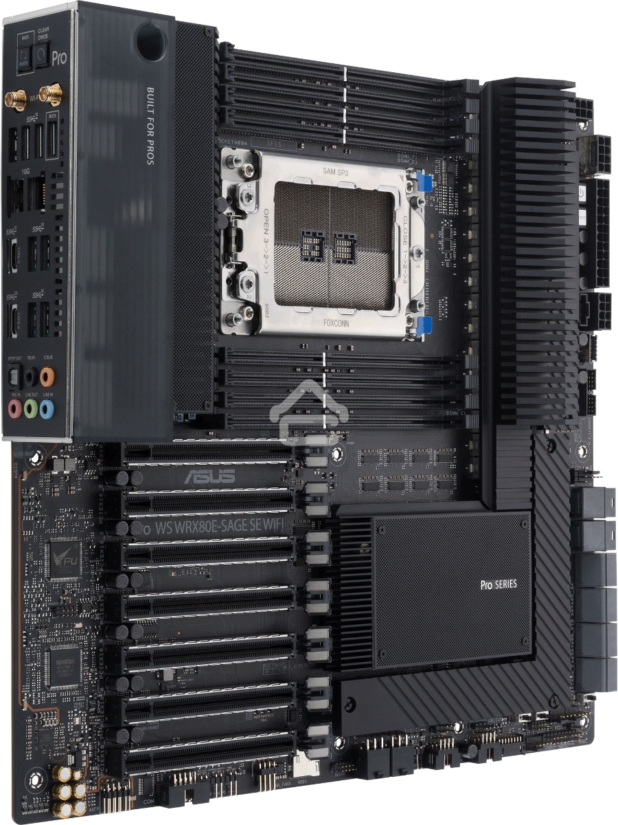 Материнская плата ASUS Pro WS WRX80E-SAGE SE WIFI, sWRX8, AMD WRX80, 8xDDR4, 8xSATA, 3xM.2, 7xPCI-E 4.0 x16, 2x 10Gb LAN, 8xUSB-A 3.2 Gen 2, 5x3.5 мм, 7.1, E-ATX