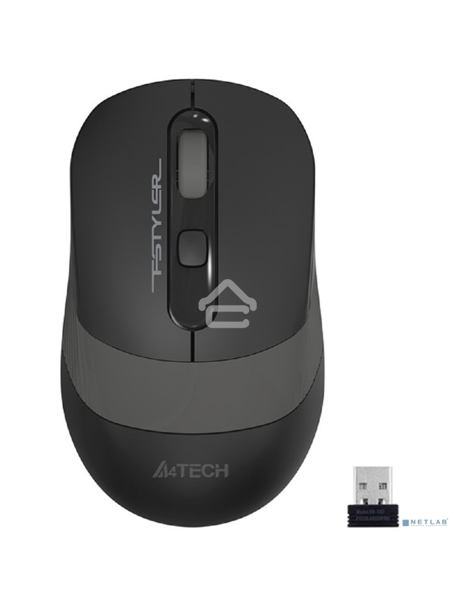 Мышь беспроводная A4Tech Fstyler FG10 черный/серый, 2000 dpi, радиоканал, USB, кнопки - 4