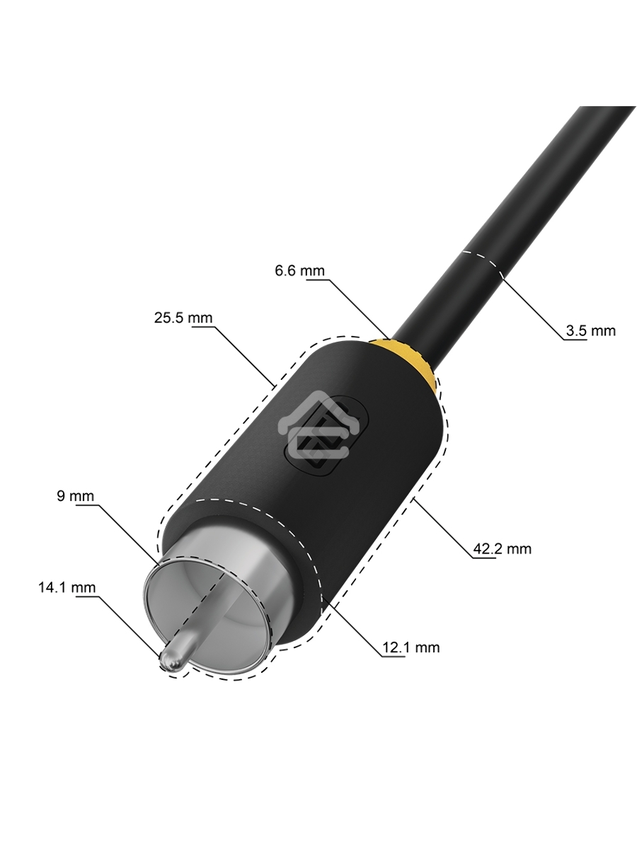 Кабель GCR-переходник 1.0m аудио jack 3,5mm / 3 х RCA, черный
