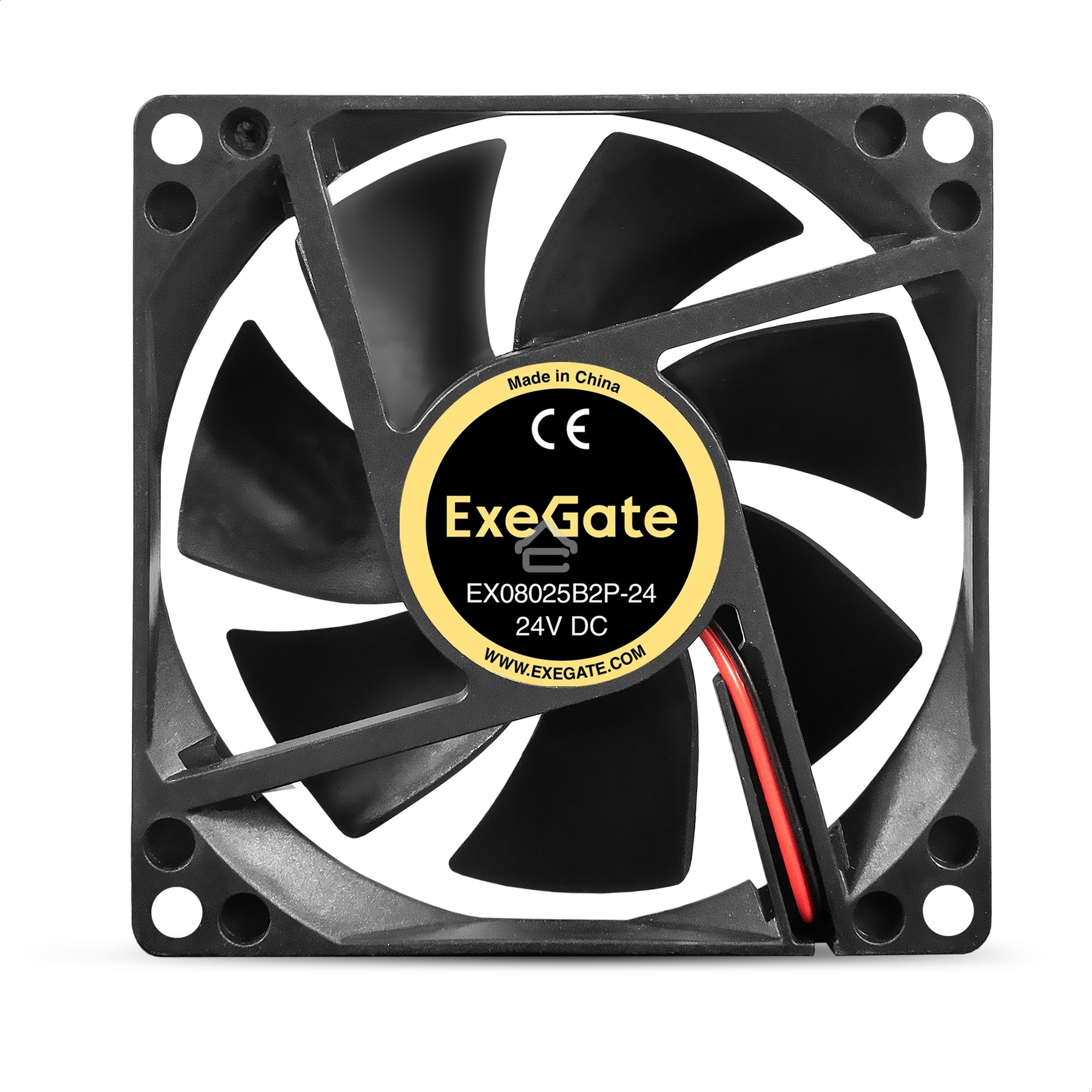 Вентилятор для корпуса ExeGate EX08025B2P-24 черный, 80 мм, 2850 об/мин, 28.5 дБ, 2 pin