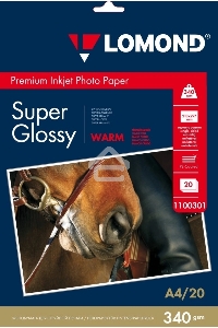 Фотобумага ПРЕМИУМ для стр.печати LOMOND А4, 340 г/м2 односторонняя Bright Super Glossy(20л)