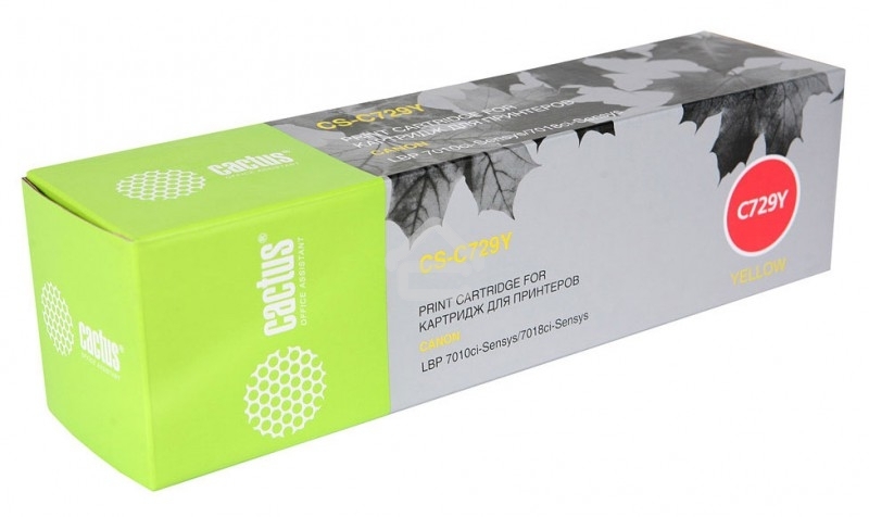 Картридж лазерный Cactus CS-C729Y желтый (1000 стр.) для Canon i-SENSYS LBP7010C/LBP7018C