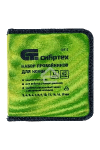 Набор пробойников для кожи СИБРТЕХ 3; 4; 5; 6; 7; 8; 9; 10; 12; 14; 16; 19 мм, 12 шт 18312