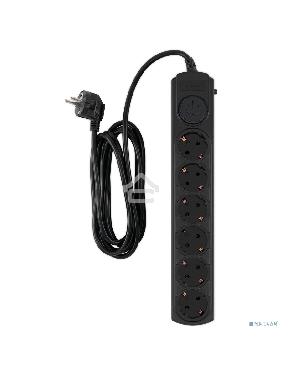 Сетевой фильтр Ippon BK-6-EU-3-10-B 3м (6 розеток) черный (коробка)