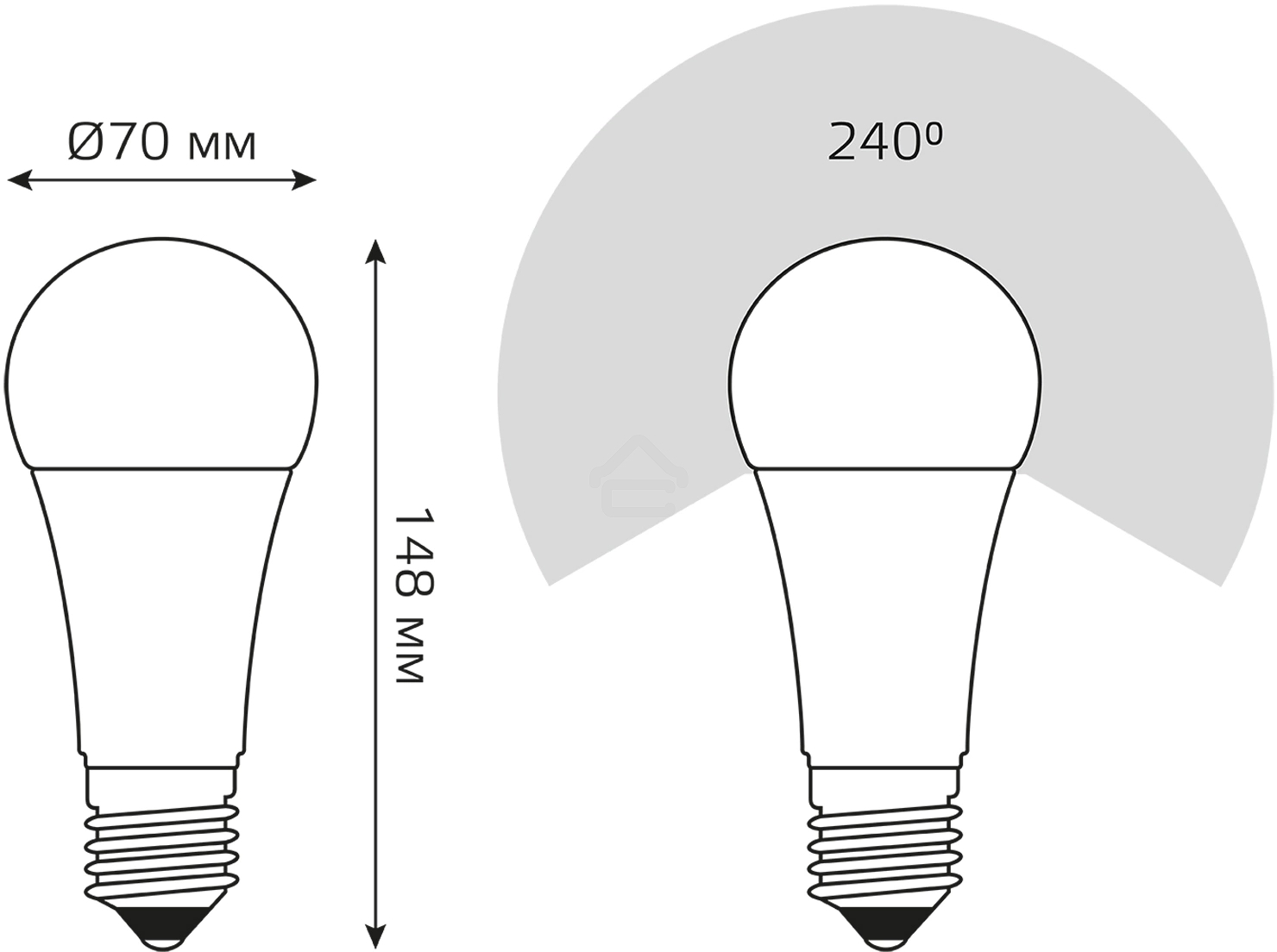 Лампа светодиодная Gauss A70 22Вт цок.: E27 груша 220B св. свеч. бел. теп. (упак.: 10 шт)