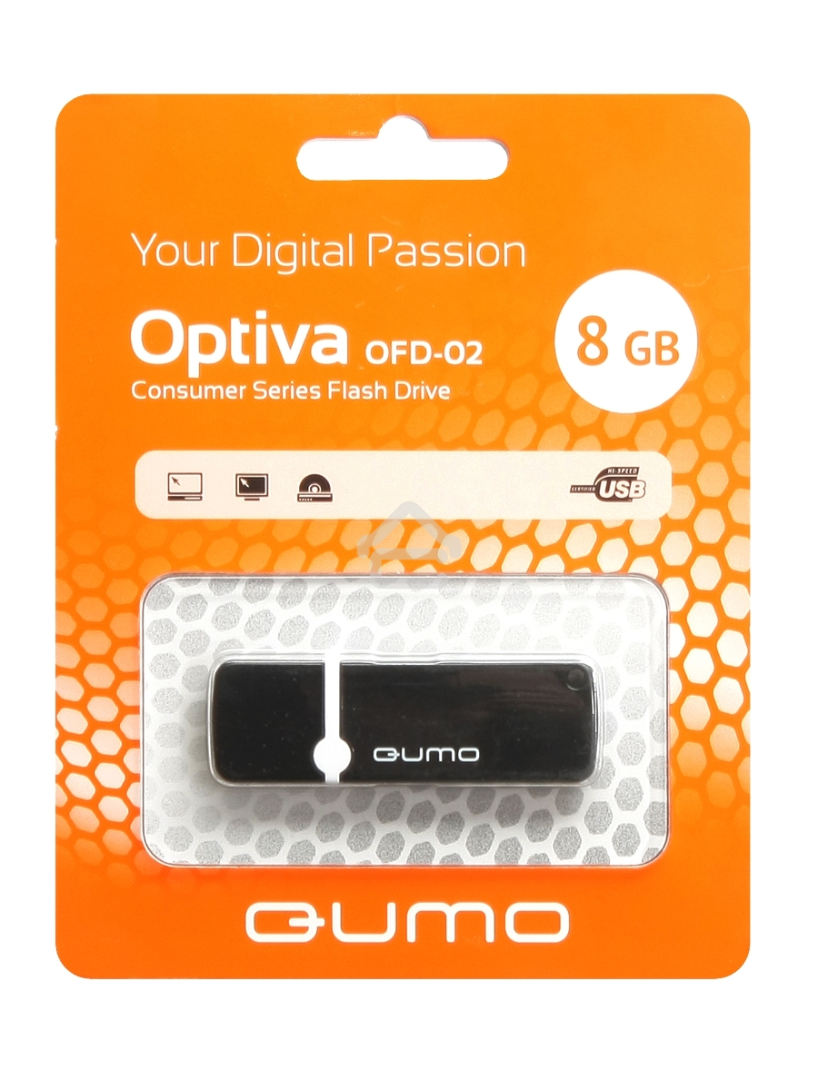 Флэш Диск QUMO 8GB Optiva 02 Black QM8GUD-OP2-black