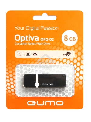 Флэш Диск QUMO 8GB Optiva 02 Black QM8GUD-OP2-black