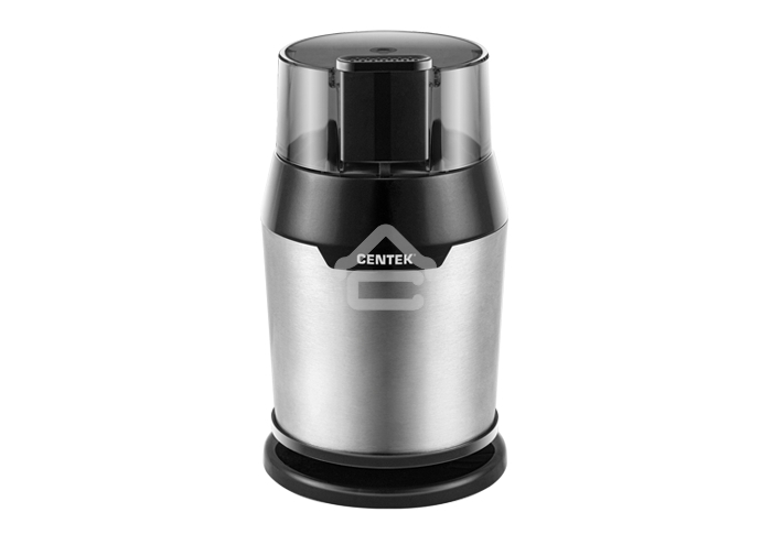 Кофемолка Centek CT-1362 (сталь) 200Вт, 60гр, стальн стакан, стальн чаша, прозрачная крышка