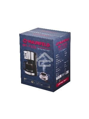 Кофеварка капельная Maunfeld MF-722S серебристый/черный, исп. кофе - молотый, 1.5 л, 900 Вт.