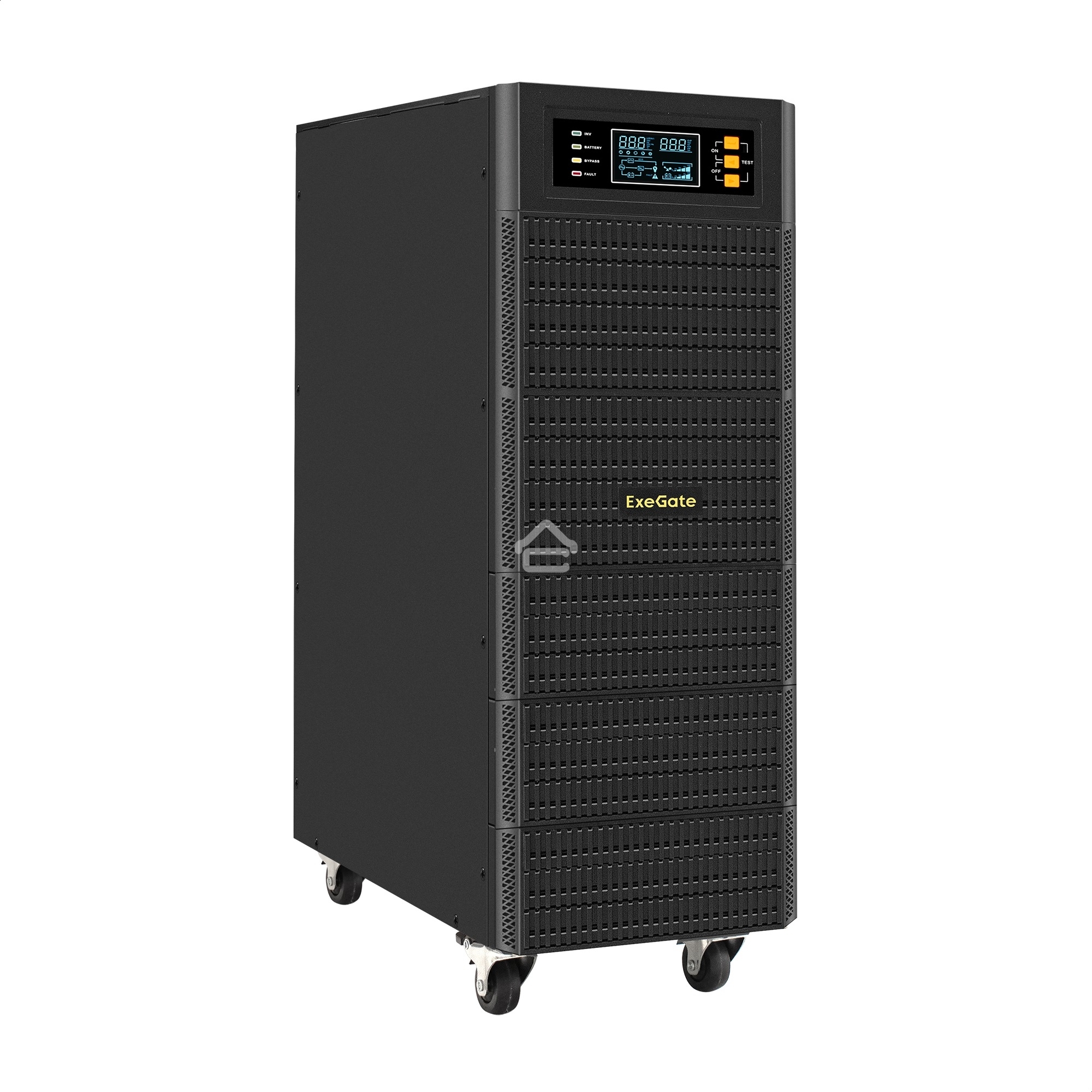 Источник бесперебойного питания On-line ExeGate PowerExpert TL-575-6kVA.192V.LCD.AVR.T.USB.RS232.SNMP 6000VA/6000W, On-Line, PF=1, LCD, клеммы, RS232, USB, SNMP-slot, встроенные батареи 12V 7.2Ah - 16шт, возможность подключения до 4 внешних батарейных бло