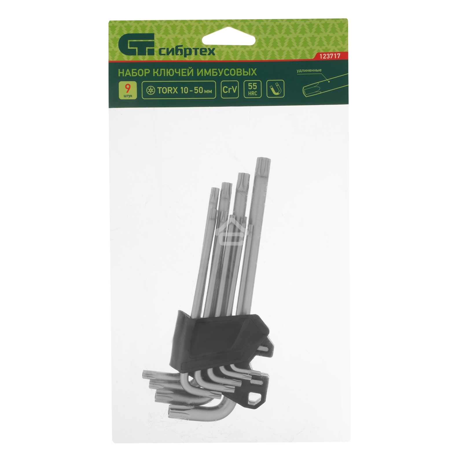Набор ключей имбусовых Torx-Tempered Сибртех TT10-50, CrV, 9 шт., удлиненные