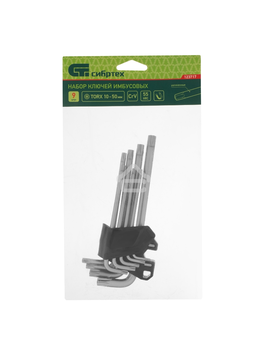 Набор ключей имбусовых Torx-Tempered, TT10-50, CrV, 9 шт., удлиненные Сибртех