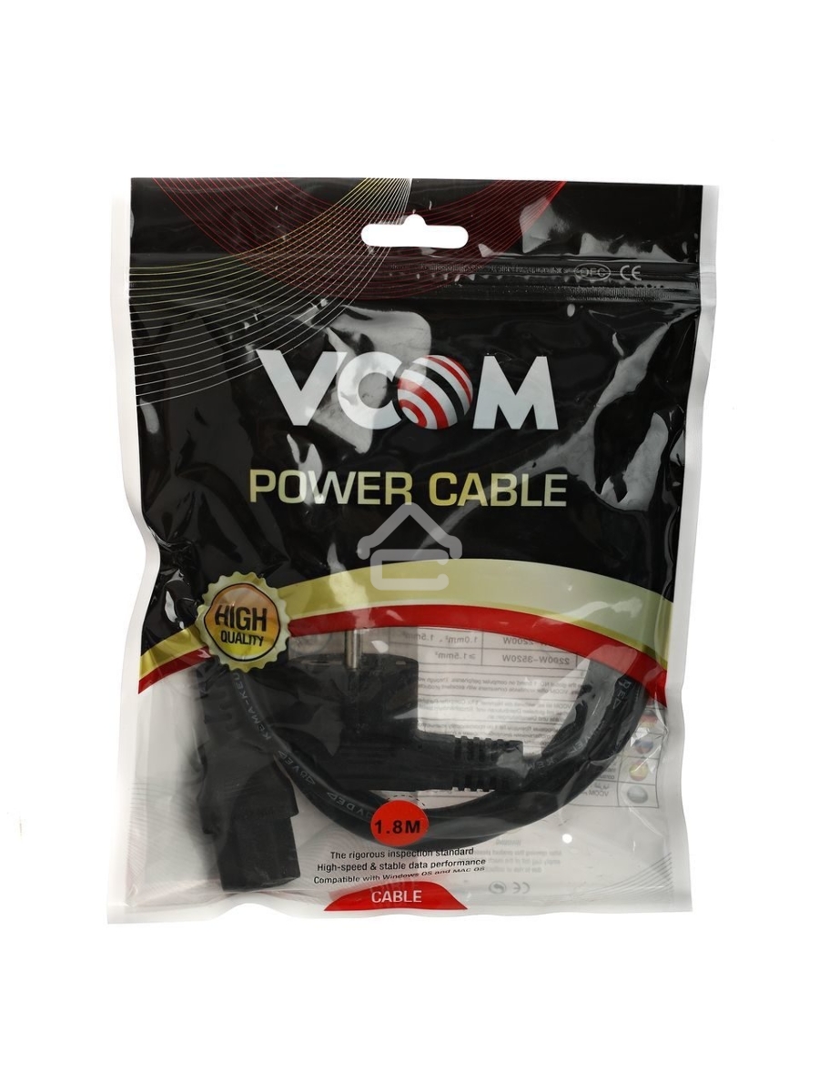 Кабель компьютер-розетка 220V (EURO) <VDE> 3G0,75mm2 VCOM {CE021-CU} 1,8м