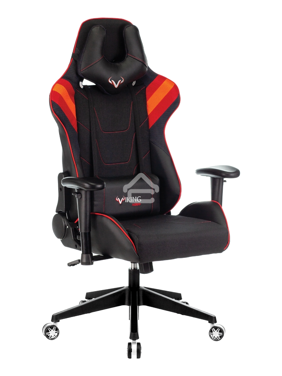 Кресло игровое Бюрократ VIKING 4 AERO RED две подушки черный/красный искусст.кожа/ткань
