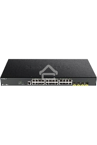 Коммутатор D-Link DGS-1250-28XMP/A1A, L2 Smart Switch with 24 10/100/1000Base-T ports and 4 10GBase-X SFP+ ports (24  PoE ports 802.3af/802.3at (30 W), PoE Budget 370W).16K Mac address, 802.3x Flow Control, 4K